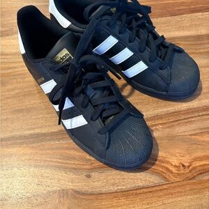 Adidas Black and White Sneakers with Signature Stripes